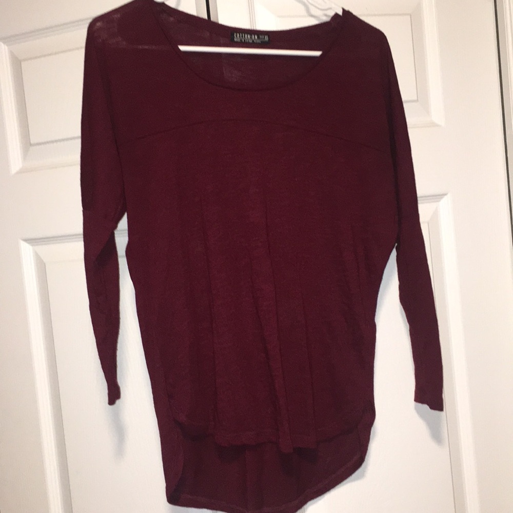 mid long sleeve Burgundy shirt